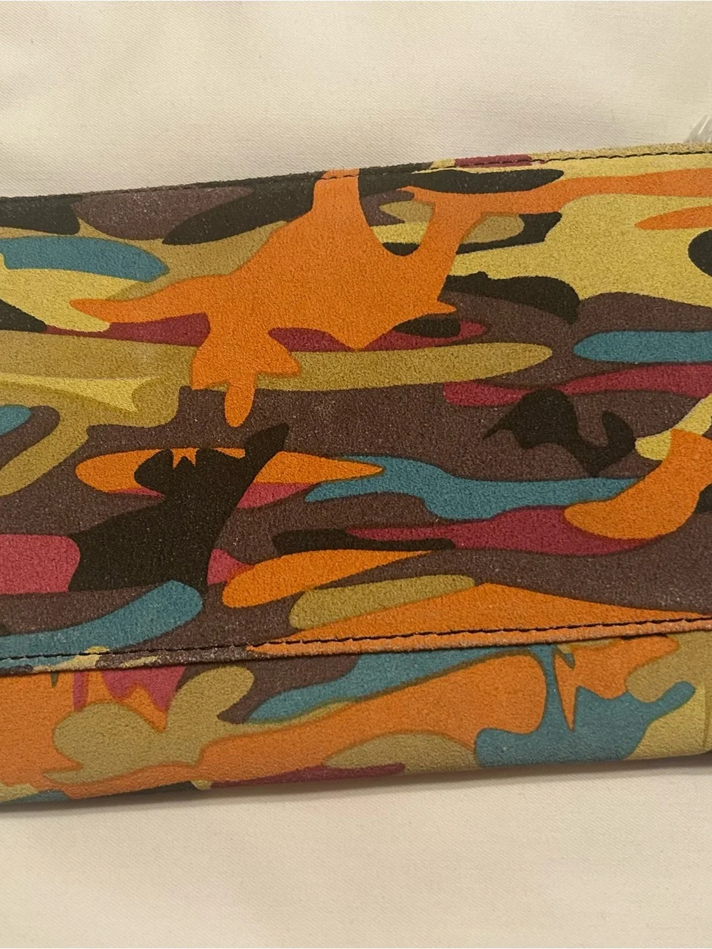 Liebeskind Suede Multicolor Camo Zip Pouch NIB